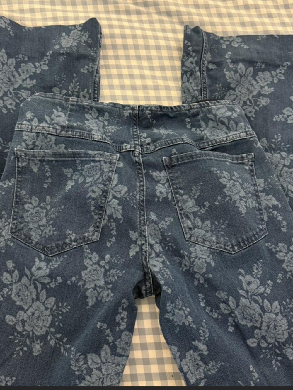 Free People Floral Print Blue Women's Flare Jeans Size 27